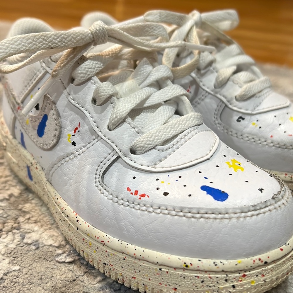 Nike Kids White Sneakers with Colorful Splashes